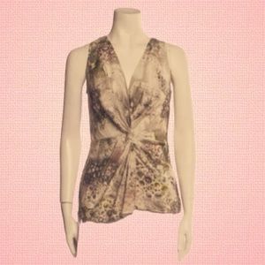 St. John silk crepe sleeveless surplice twist front tank top blouse 👚